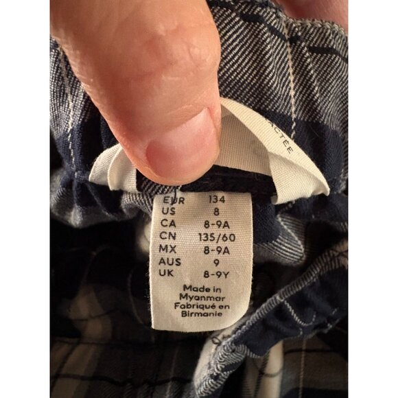 H&M Kids Navy Blue Plaid Pull-On Pajama PJ Cozy Pants Big Boys Size 8 - Picture 7 of 13